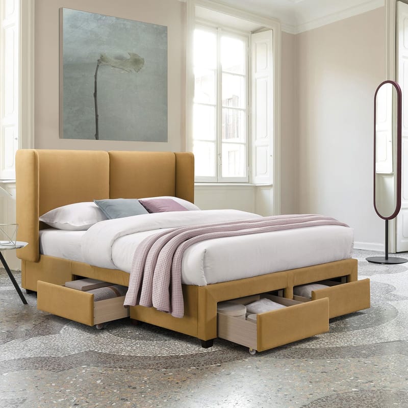 Seng HOME4YOU Sugi 160x200 cm Gul - gul - Møbler - Senge - Sengeramme & sengestel