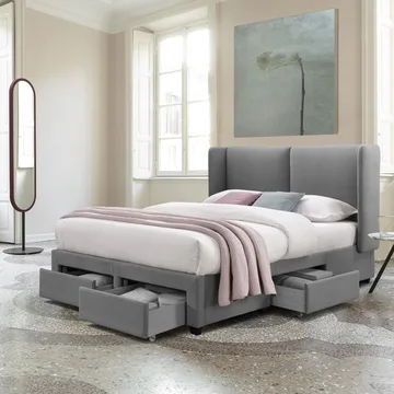 Seng HOME4YOU Sugi med madras Harmony Delux 160x200 cm Grå - Grå - Møbler - Senge - Komplet sengepakke