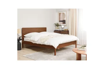 Seng med lamelbund Boisset - Brun/gummitræ, 160x200 cm - Møbler - Senge - Sengeramme & sengestel