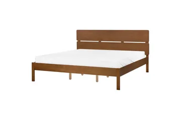 Seng med lamelbund Boisset - Brun/Gummitræ, 180x200 cm - Møbler - Senge - Sengeramme & sengestel
