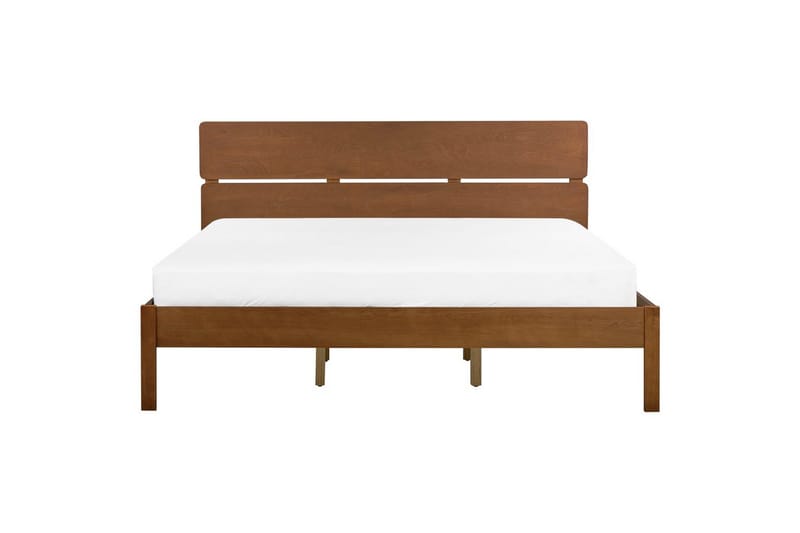 Seng med lamelbund Boisset - Brun/Gummitræ, 180x200 cm - Møbler - Senge - Sengeramme & sengestel