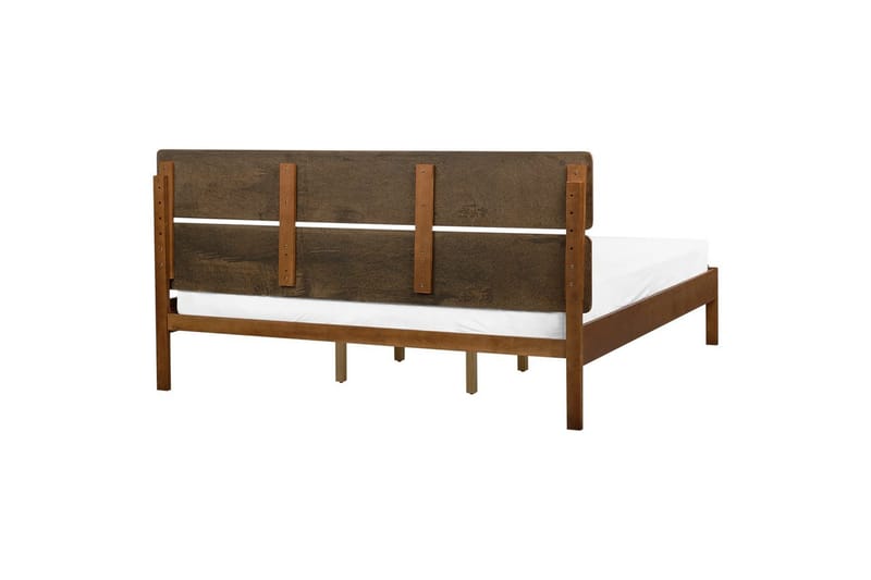 Seng med lamelbund Boisset - Brun/Gummitræ, 180x200 cm - Møbler - Senge - Sengeramme & sengestel