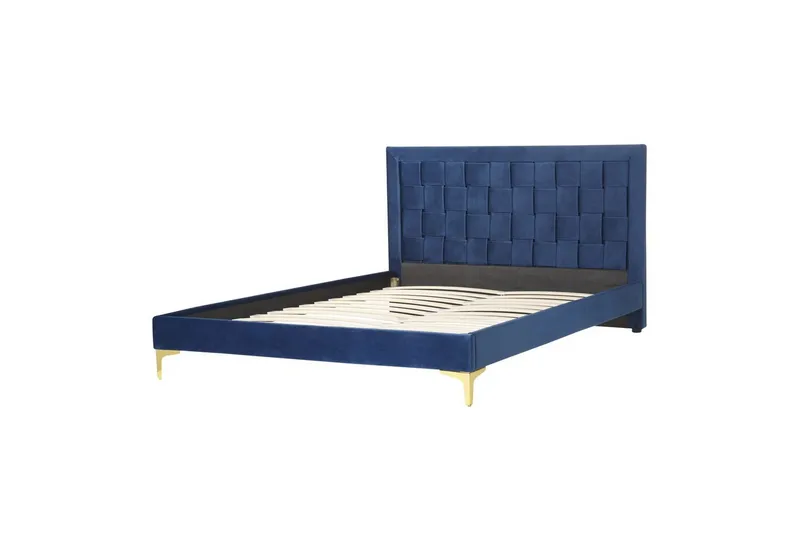 Seng med lamelbund Limoux - Blå, 140x200 cm - Møbler - Senge - Sengeramme & sengestel