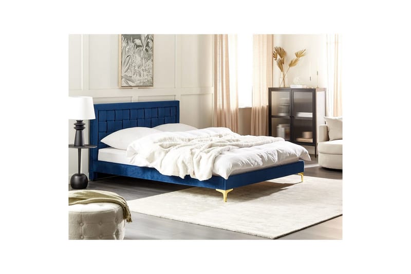Seng med lamelbund Limoux - Blå, 160x200 cm - Møbler - Senge - Sengeramme & sengestel