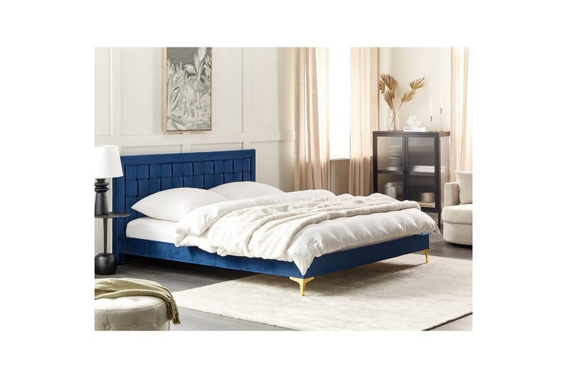 Seng med lamelbund Limoux - Blå, 180x200 cm - Møbler - Senge - Sengeramme & sengestel