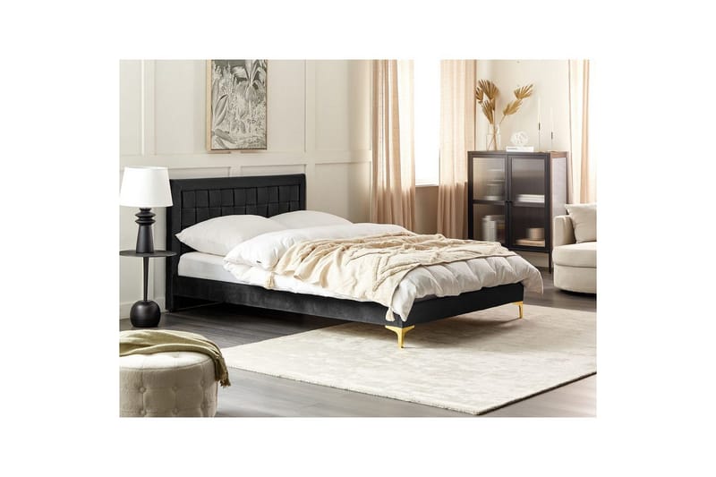 Seng med lamelbund Limoux - Sort, 140x200 cm - Møbler - Senge - Sengeramme & sengestel