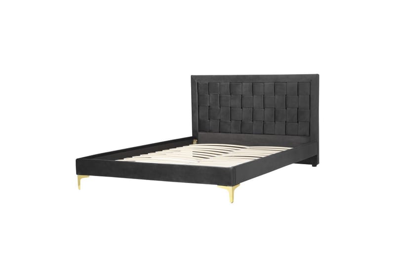 Seng med lamelbund Limoux, Sort, 140x200 cm