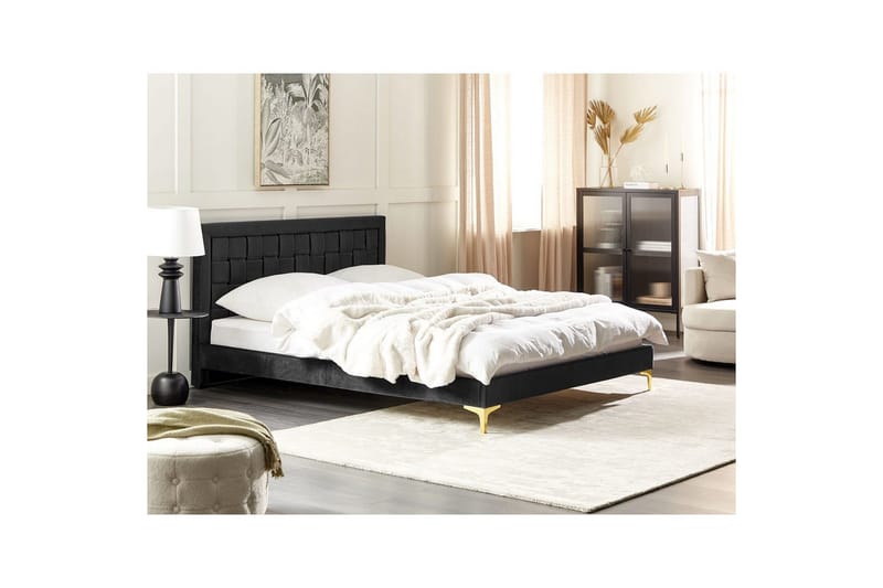 Seng med lamelbund Limoux - Sort, 160x200 cm - Møbler - Senge - Sengeramme & sengestel