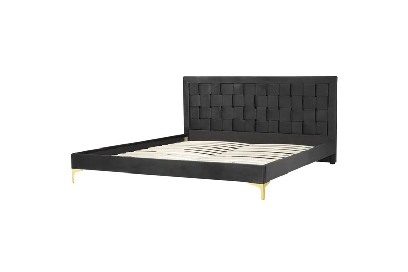 Seng med lamelbund Limoux, Sort, 180x200 cm