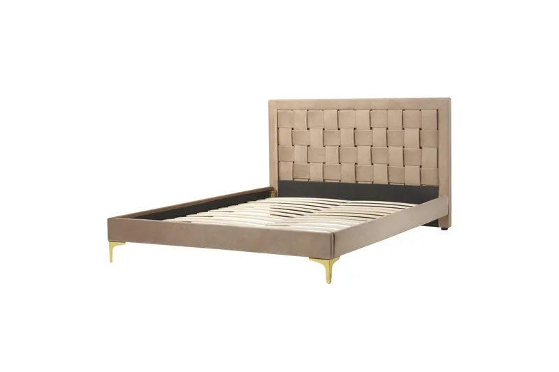 Seng med lamelbund Limoux, Taupe, 140x200 cm