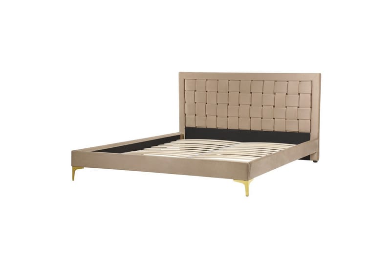 Seng med lamelbund Limoux, Taupe, 160x200 cm