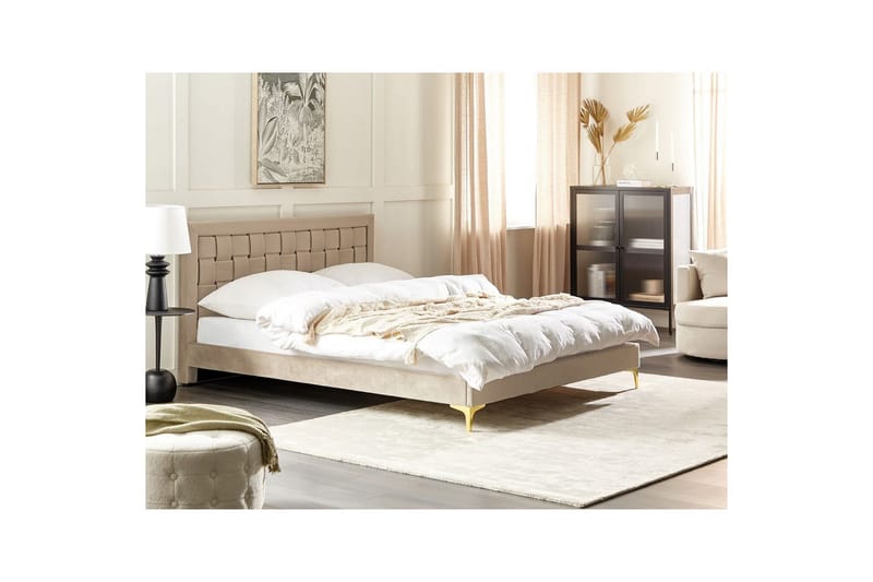 Seng med lamelbund Limoux - Taupe, 160x200 cm - Møbler - Senge - Sengeramme & sengestel