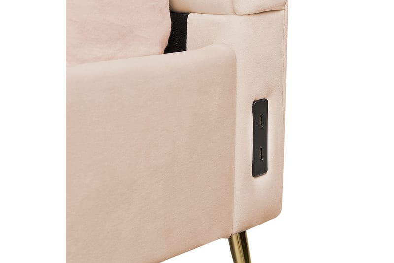 Seng med lamelbund Miribel - Beige, guld, 140x200 cm - Møbler - Senge - Sengeramme & sengestel