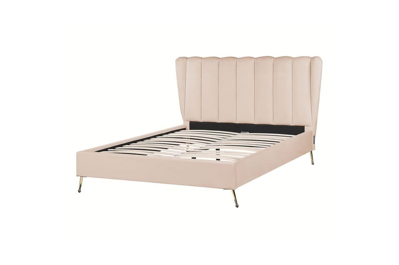 Seng med lamelbund Miribel, Beige, guld, 140x200 cm