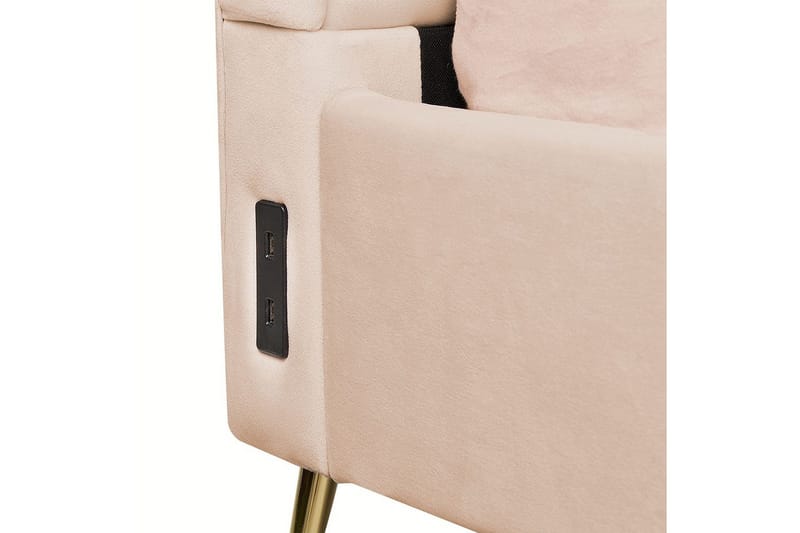 Seng med lamelbund Miribel - Beige, guld, 180x200 cm - Møbler - Senge - Sengeramme & sengestel