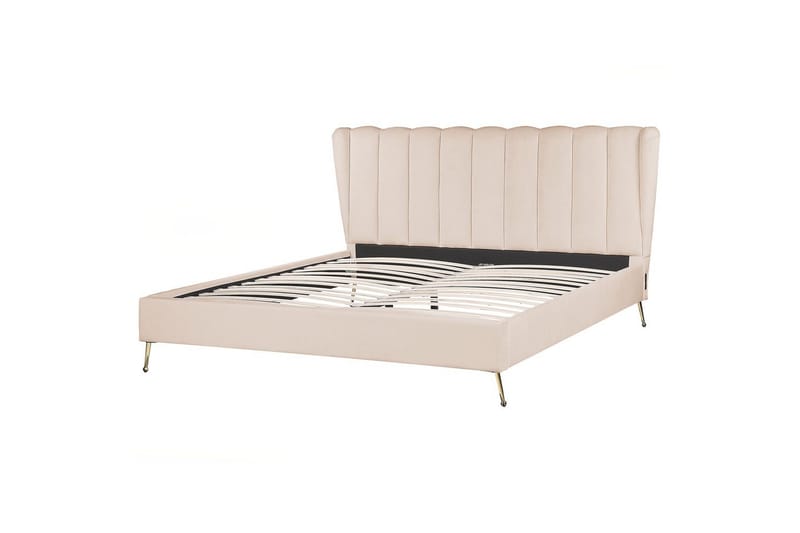 Seng med lamelbund Miribel, Beige, guld, 180x200 cm