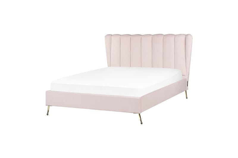 Seng med lamelbund Miribel - Rosa, guld, 140x200 cm - Møbler - Senge - Sengeramme & sengestel