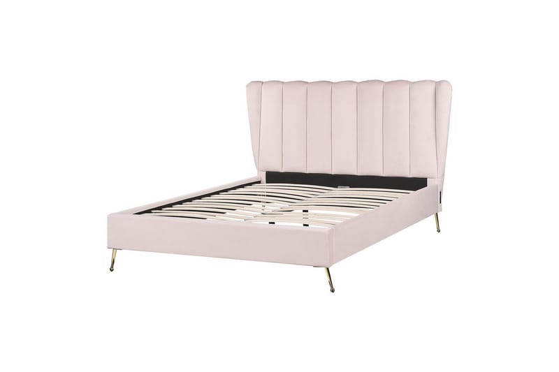 Seng med lamelbund Miribel, Rosa, guld, 140x200 cm