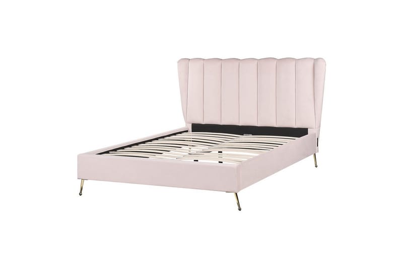 Seng med lamelbund Miribel, Rosa, guld, 140x200 cm