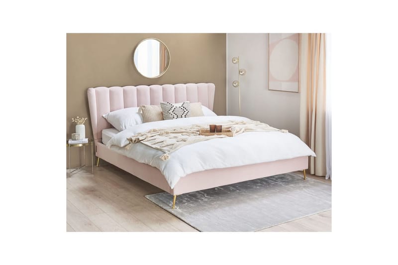 Seng med lamelbund Miribel - Rosa, guld, 180x200 cm - Møbler - Senge - Sengeramme & sengestel