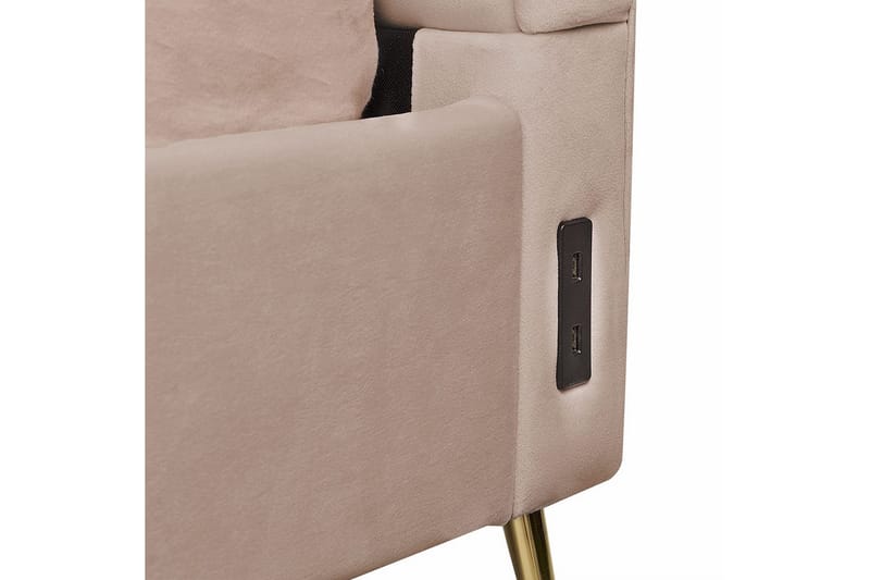 Seng med lamelbund Miribel - Taupe, guld, 140x200 cm - Møbler - Senge - Sengeramme & sengestel