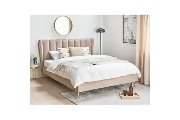 Seng med lamelbund Miribel - Taupe, guld, 160x200 cm - Møbler - Senge - Sengeramme & sengestel