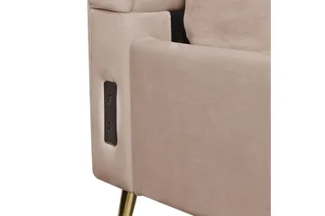 Seng med lamelbund Miribel - Taupe, guld, 160x200 cm - Møbler - Senge - Sengeramme & sengestel
