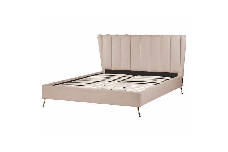 Seng med lamelbund Miribel, Taupe, guld, 160x200 cm