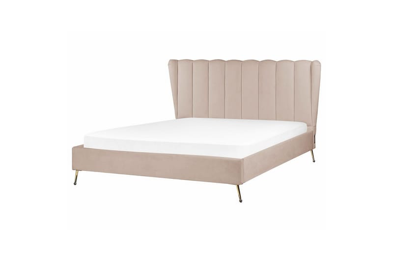Seng med lamelbund Miribel - Taupe, guld, 160x200 cm - Møbler - Senge - Sengeramme & sengestel