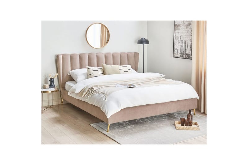 Seng med lamelbund Miribel - Taupe, guld, 180x200 cm - Møbler - Senge - Sengeramme & sengestel