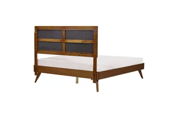 Seng med lamelbund Poissy - Mørkt træ, beige, 160x200 cm - Møbler - Senge - Sengeramme & sengestel