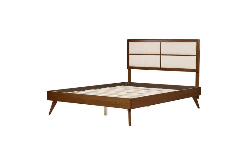 Seng med lamelbund Poissy, Mørkt træ, beige, 160x200 cm