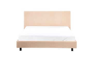 Seng med lamelramme Albi - Beige, sort/Bouclé, 140x200 cm - Møbler - Senge - Sengeramme & sengestel