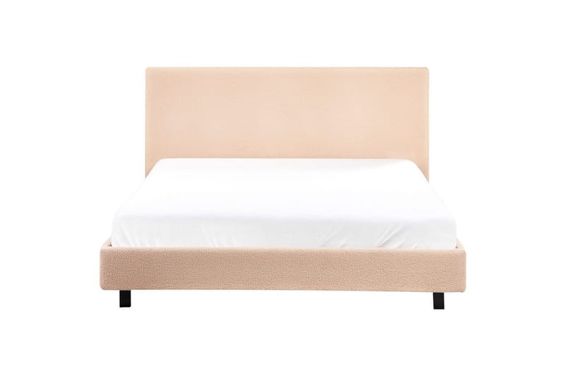 Seng med lamelramme Albi - Beige, sort/Bouclé, 140x200 cm - Møbler - Senge - Sengeramme & sengestel