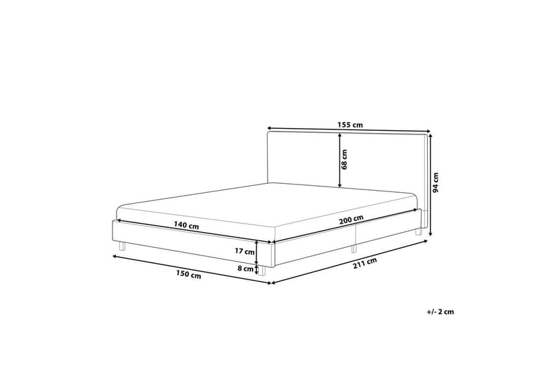Seng med lamelramme Albi - Beige, sort/Bouclé, 140x200 cm - Møbler - Senge - Sengeramme & sengestel