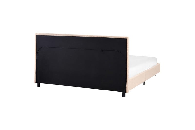 Seng med lamelramme Albi - Beige, sort/Bouclé, 140x200 cm - Møbler - Senge - Sengeramme & sengestel