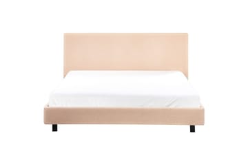 Seng med lamelramme Albi - Beige, sort/Bouclé, 160x200 cm - Møbler - Senge - Sengeramme & sengestel
