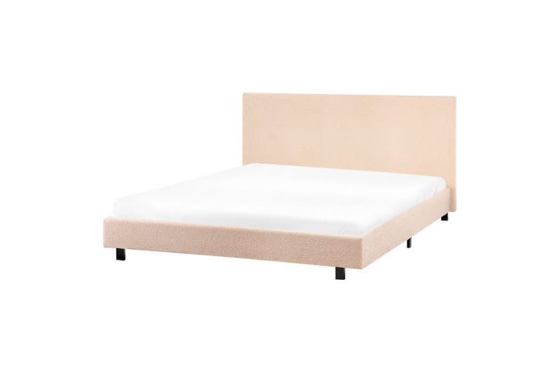 Seng med lamelramme Albi - Beige, sort/Bouclé, 160x200 cm - Møbler - Senge - Sengeramme & sengestel