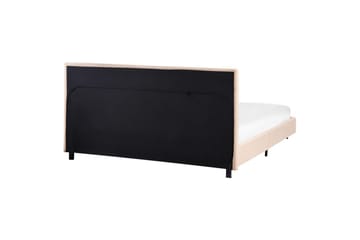 Seng med lamelramme Albi - Beige, sort/Bouclé, 160x200 cm - Møbler - Senge - Sengeramme & sengestel