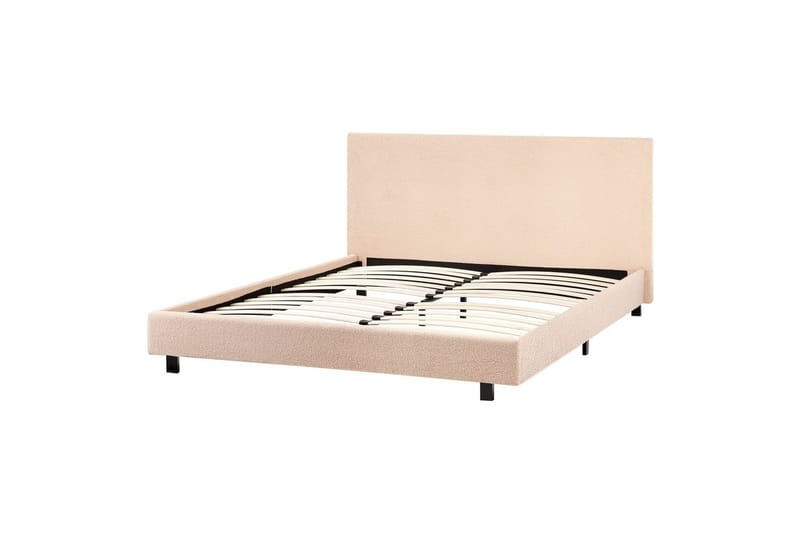 Seng med lamelramme Albi, Beige, sort/Bouclé, 160x200 cm