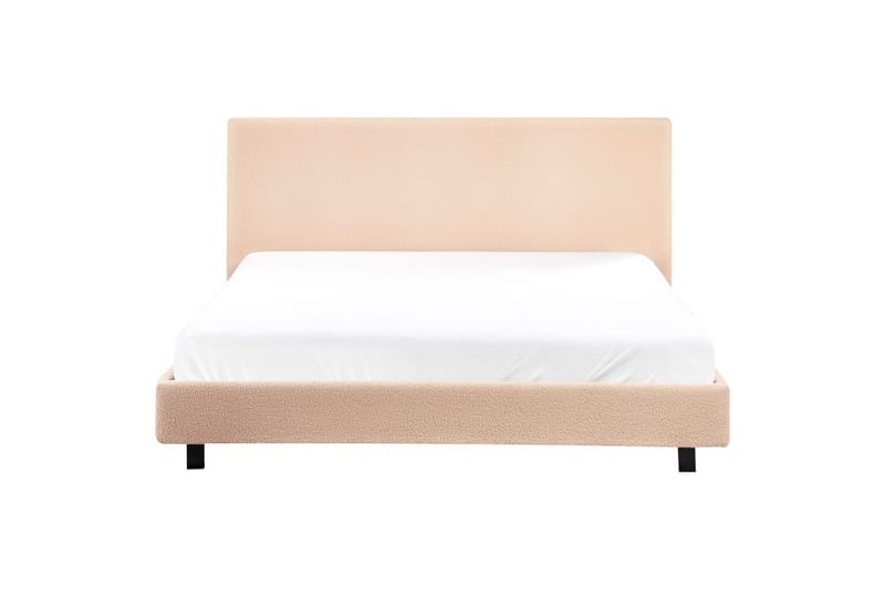 Seng med lamelramme Albi - Beige, sort/Bouclé, 160x200 cm - Møbler - Senge - Sengeramme & sengestel