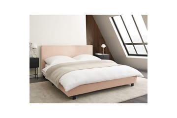 Seng med lamelramme Albi - Beige, sort/Bouclé, 160x200 cm - Møbler - Senge - Sengeramme & sengestel