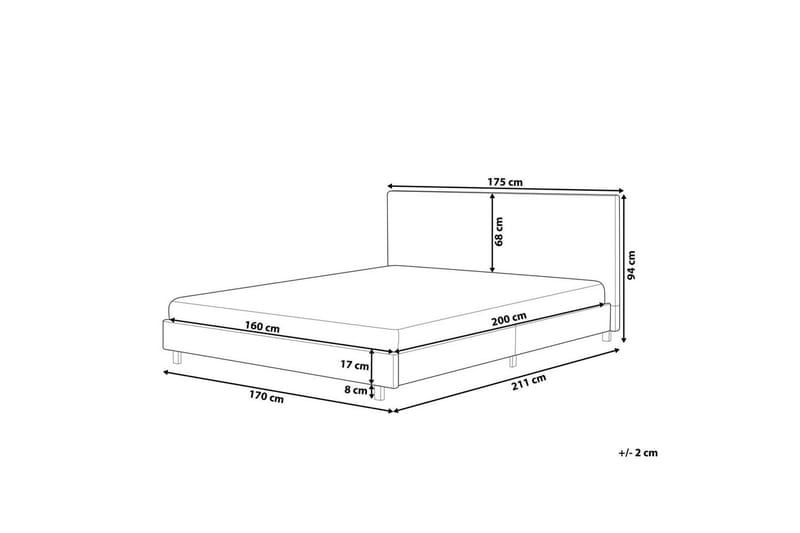 Seng med lamelramme Albi - Beige, sort/Bouclé, 160x200 cm - Møbler - Senge - Sengeramme & sengestel