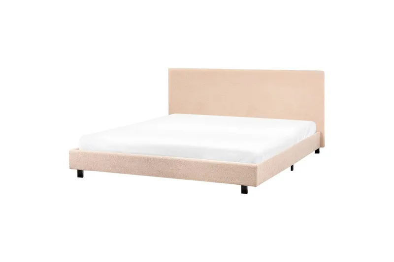 Seng med lamelramme Albi - Beige, sort/Bouclé, 180x200 cm - Møbler - Senge - Sengeramme & sengestel