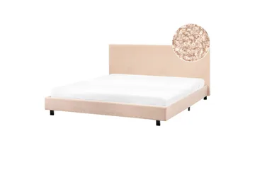 Seng med lamelramme Albi - Beige, sort/Bouclé, 180x200 cm - Møbler - Senge - Sengeramme & sengestel