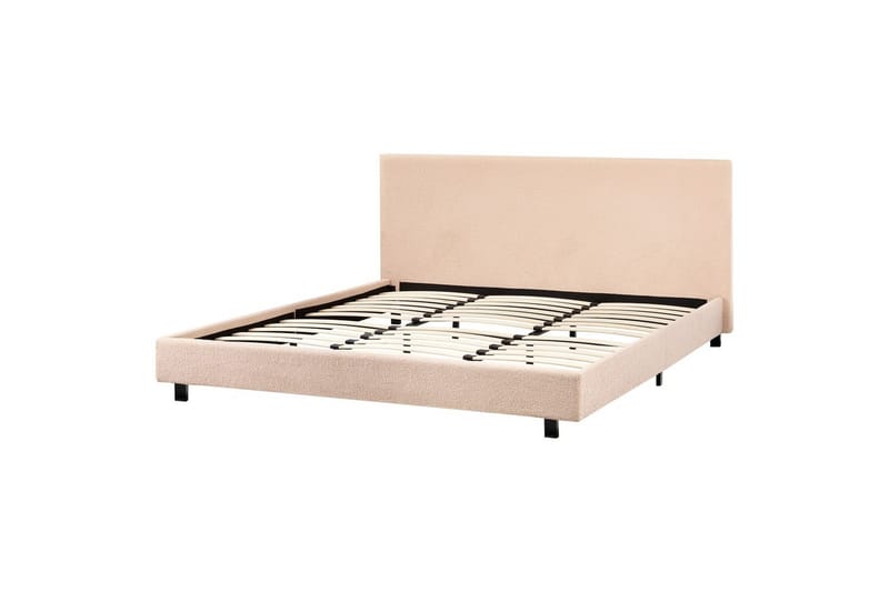 Seng med lamelramme Albi, Beige, sort/Bouclé, 180x200 cm