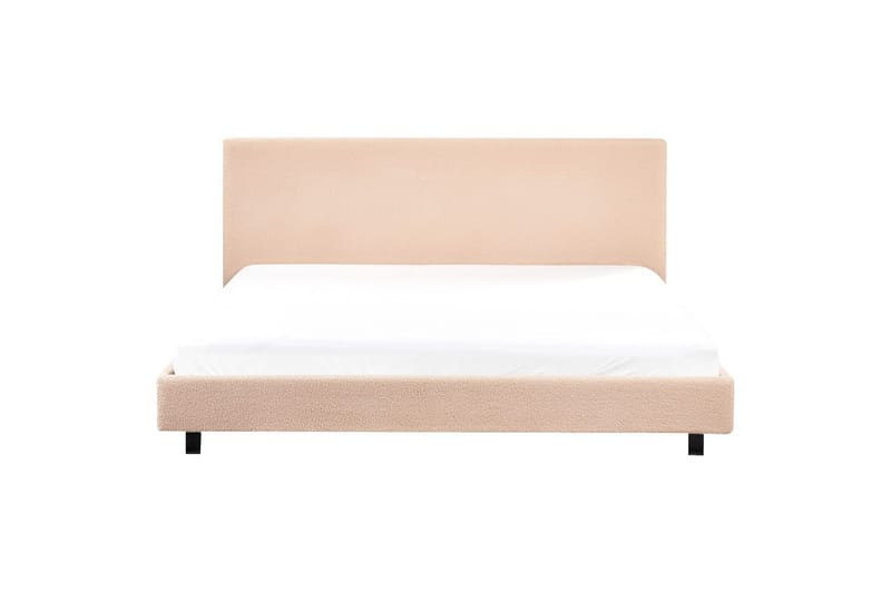 Seng med lamelramme Albi - Beige, sort/Bouclé, 180x200 cm - Møbler - Senge - Sengeramme & sengestel