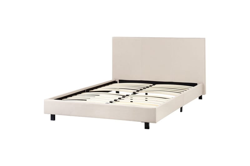 Seng med lamelramme Albi, Beige, sort/Polyester, 140x200 cm