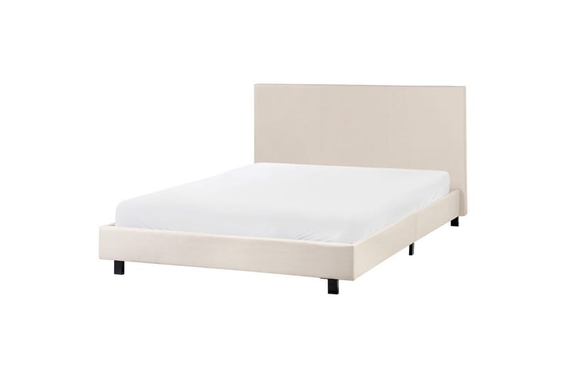 Seng med lamelramme Albi - Beige, sort/Polyester, 140x200 cm - Møbler - Senge - Sengeramme & sengestel