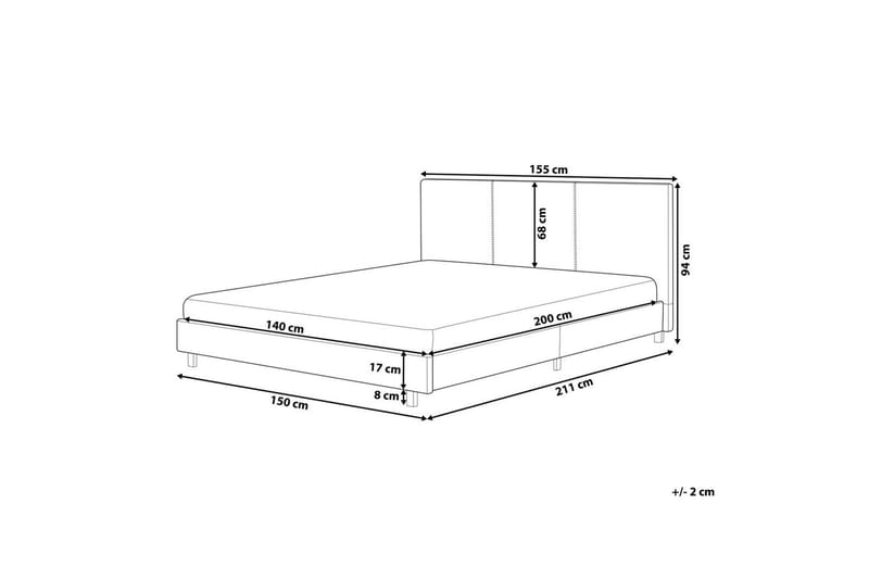 Seng med lamelramme Albi - Grå, sort/Polyester, 140x200 cm - Møbler - Senge - Sengeramme & sengestel